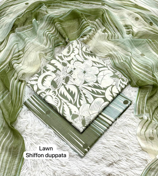 Lawn 3PC – Chiffon Dupatta – D-133