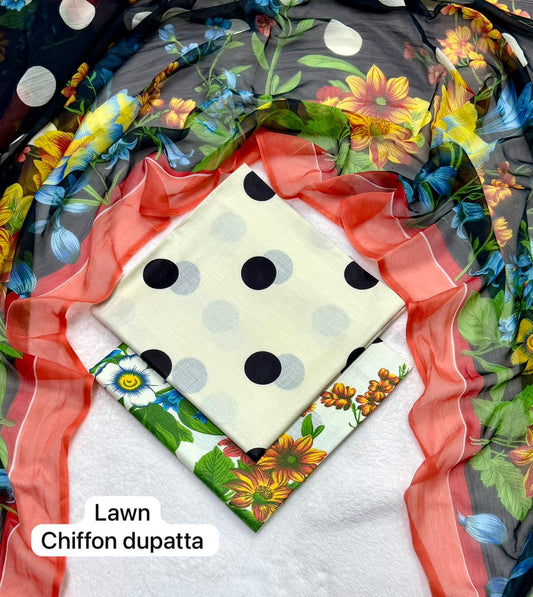 Lawn 3PC – Chiffon Dupatta – D-135