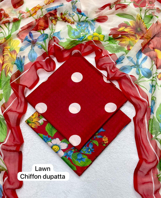 Lawn 3PC – Chiffon Dupatta – D-136