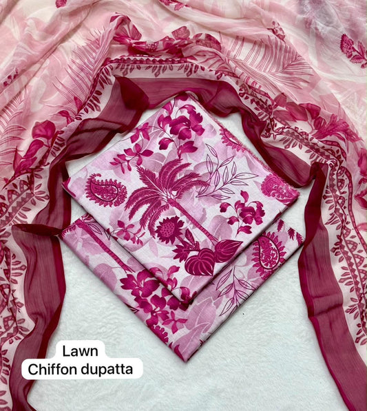 Lawn 3PC – Chiffon Dupatta – D-126