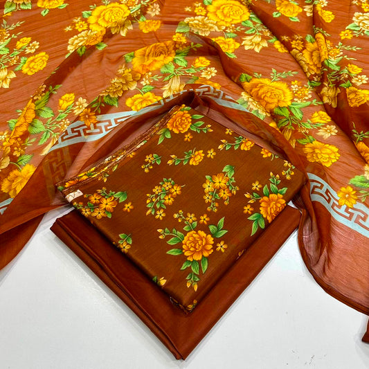 Lawn 3PC – Chiffon Dupatta – D-128