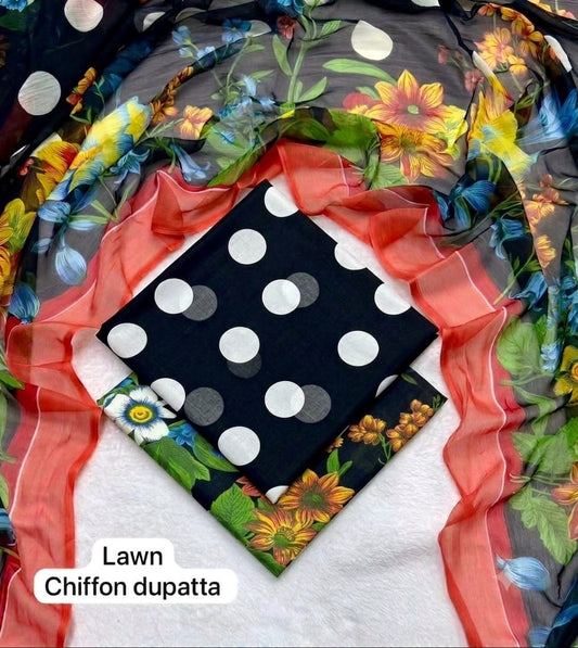 Lawn 3PC – Chiffon Dupatta – D-134