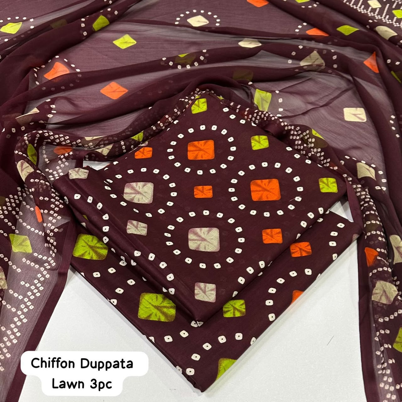 Lawn 3PC – Chiffon Dupatta – D-130