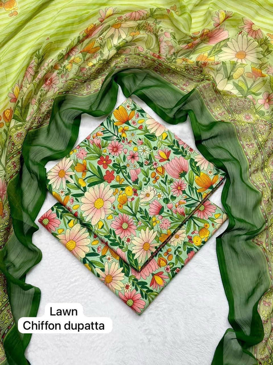 Lawn 3PC – Chiffon Dupatta – D-112