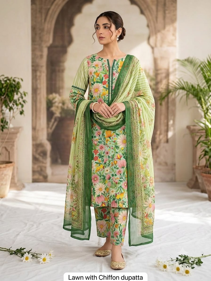 Lawn 3PC – Chiffon Dupatta – D-112