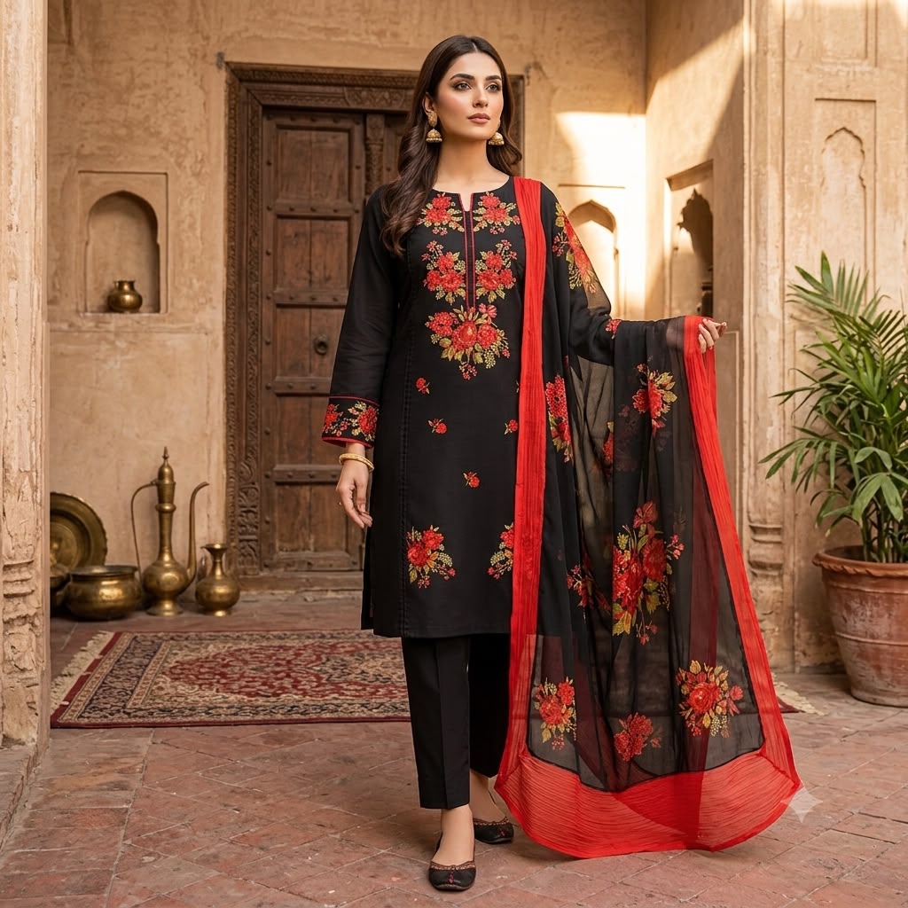 Lawn 3PC – Chiffon Dupatta – D-114