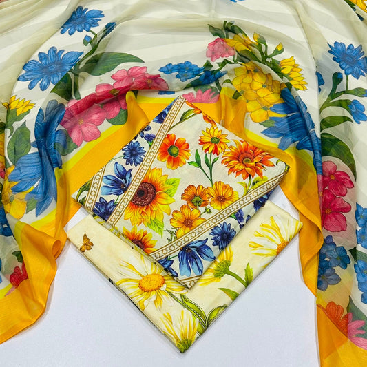 Lawn 3PC – Chiffon Dupatta – D-121