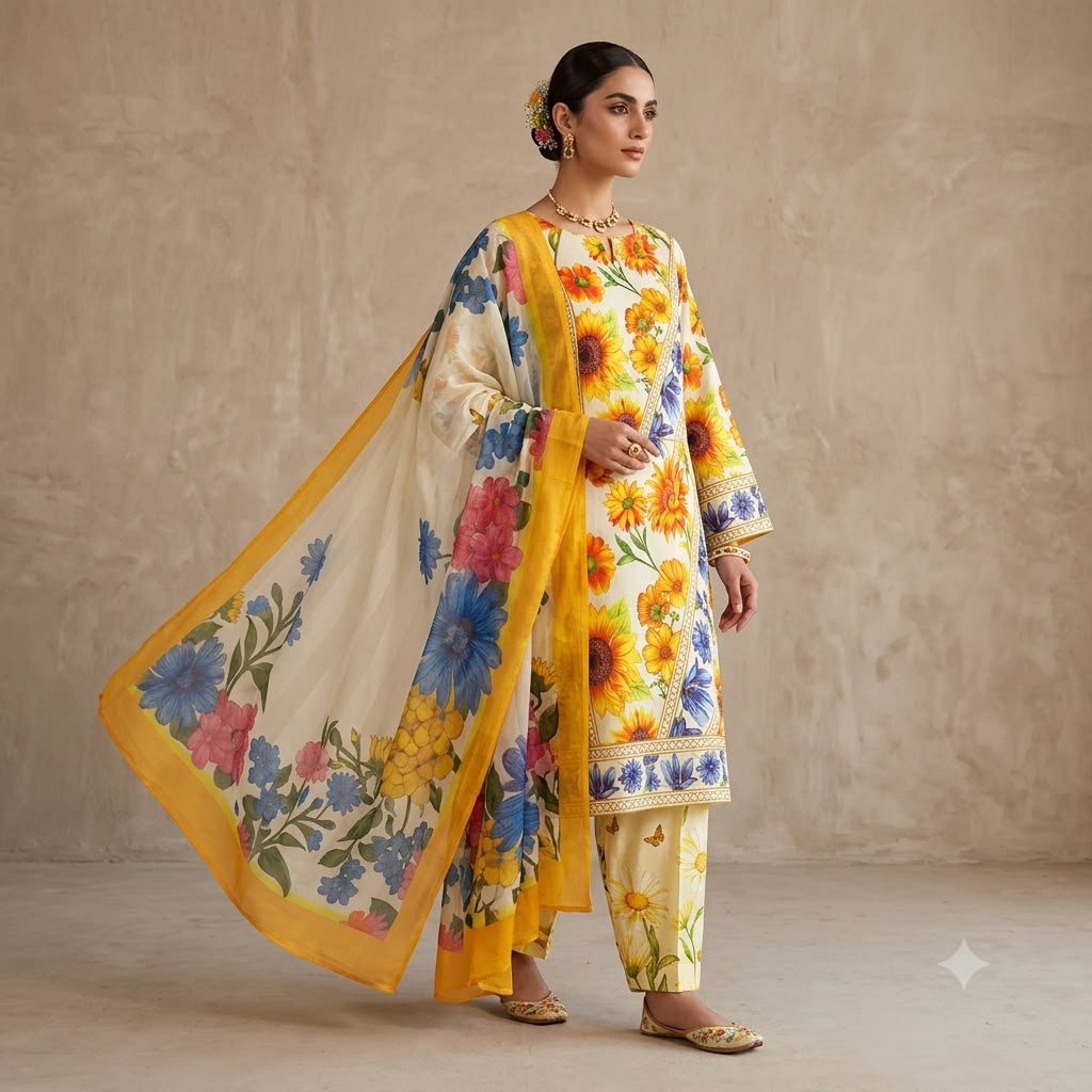 Lawn 3PC – Chiffon Dupatta – D-121