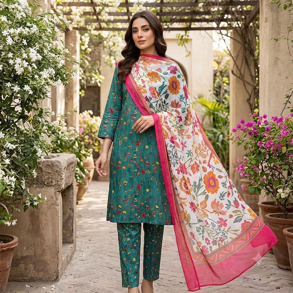 Lawn 3PC – Chiffon Dupatta – D-116