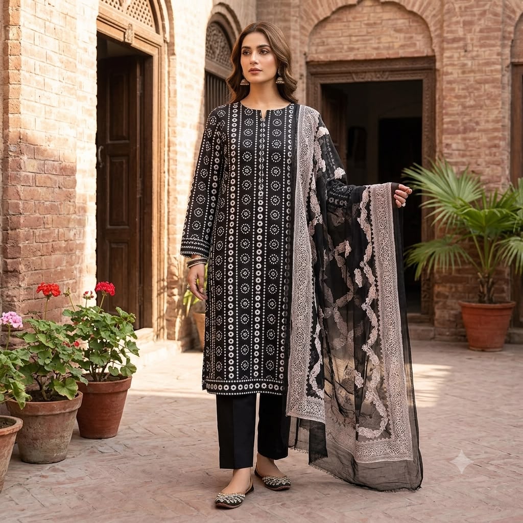Lawn 3PC – Chiffon Dupatta – D-120