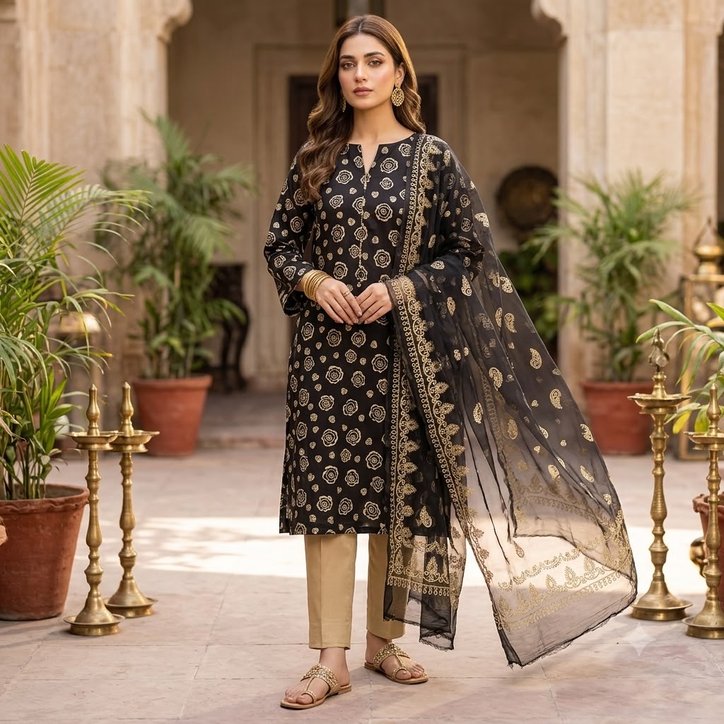 Lawn 3PC – Chiffon Dupatta – D-124