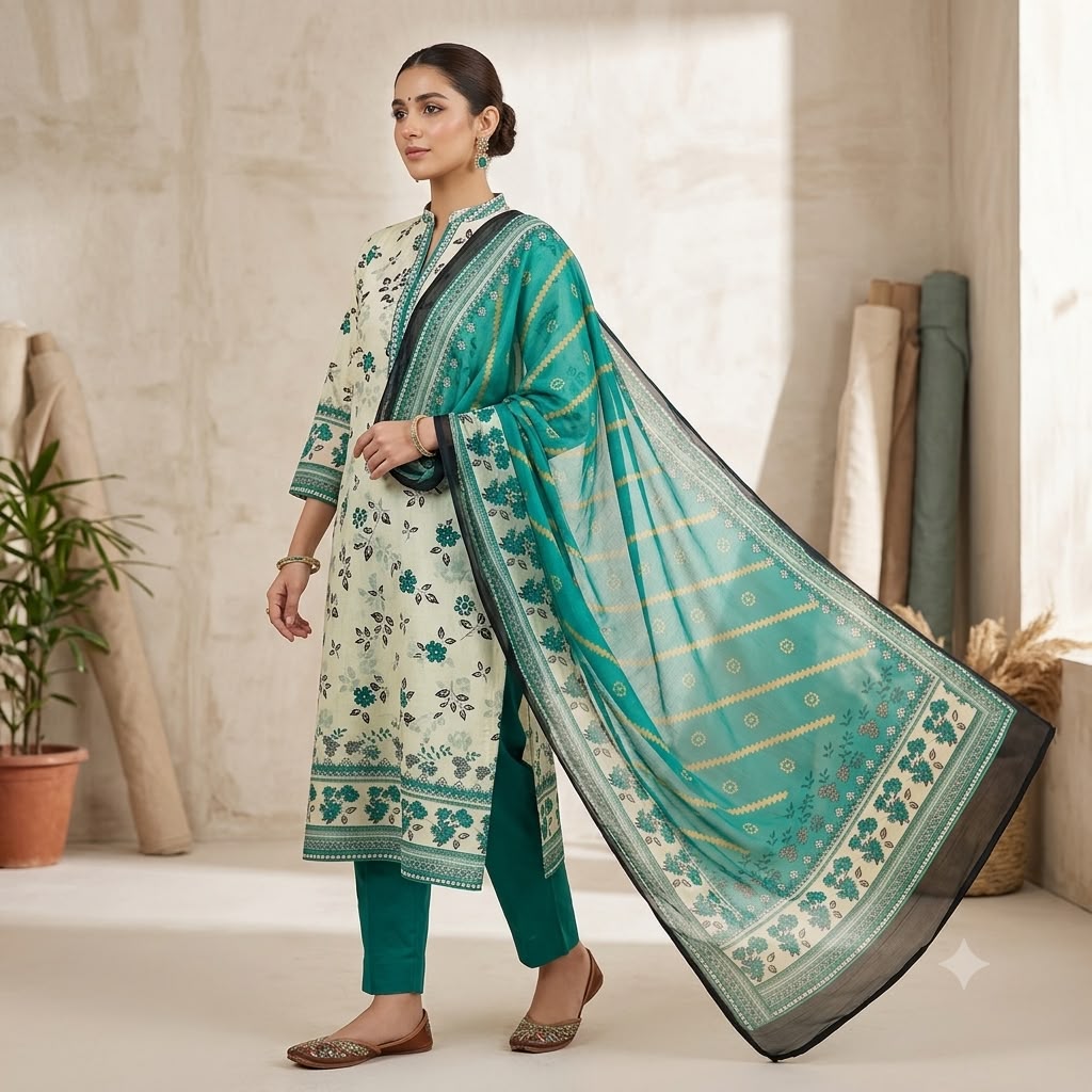 Lawn 3PC – Chiffon Dupatta – D-119