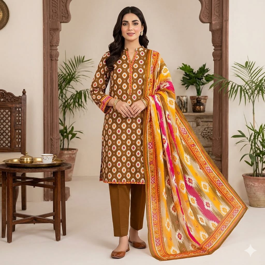 Lawn 3PC – Chiffon Dupatta – D-108
