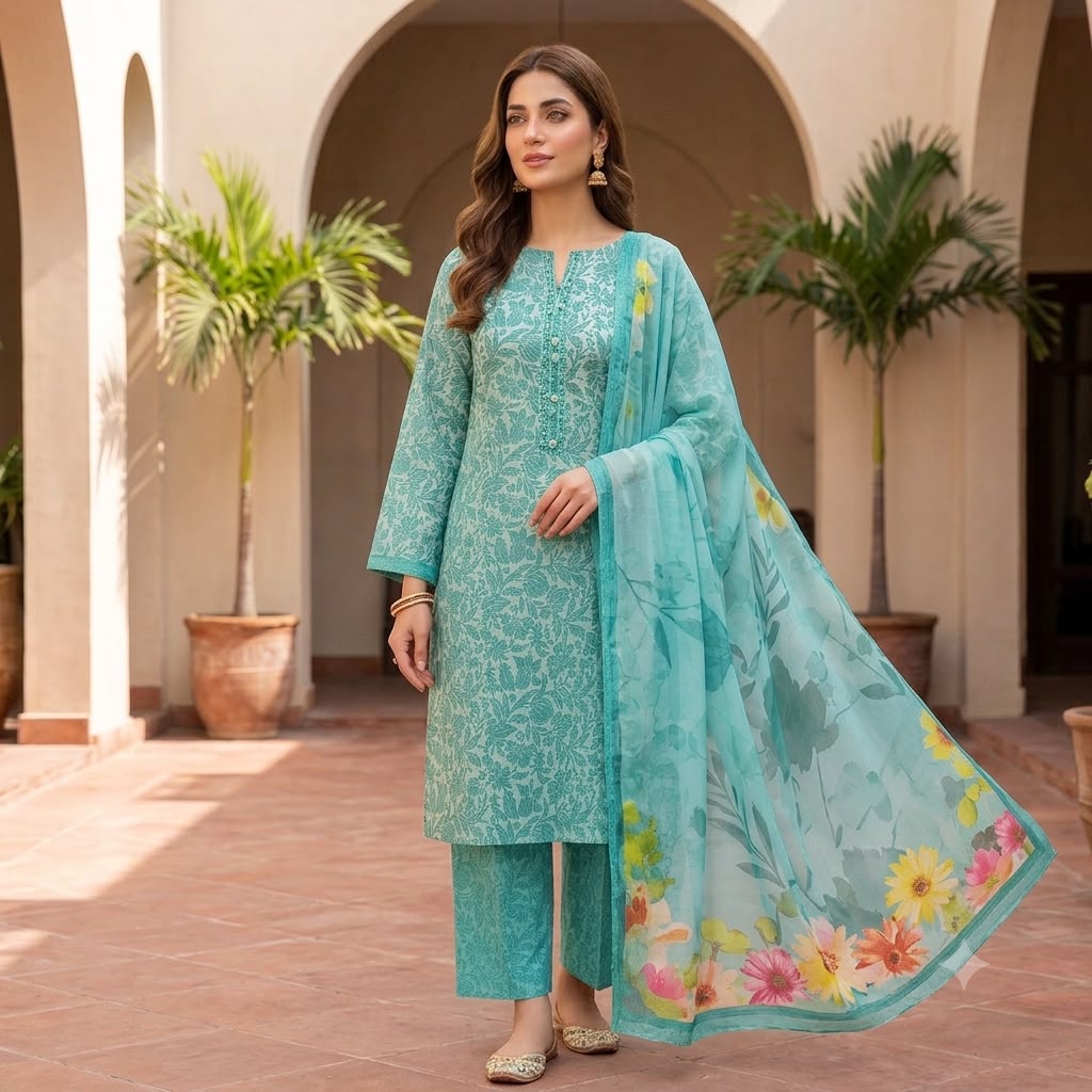 Lawn 3PC – Chiffon Dupatta – D-109