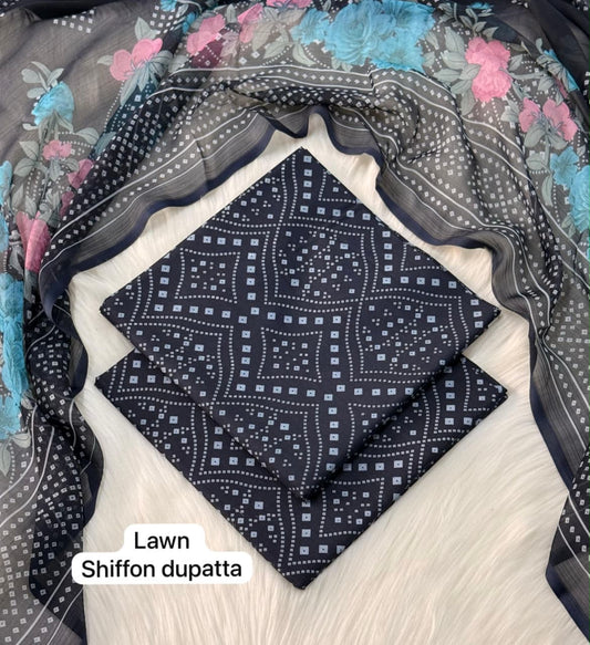 Lawn 3PC – Chiffon Dupatta – D-101